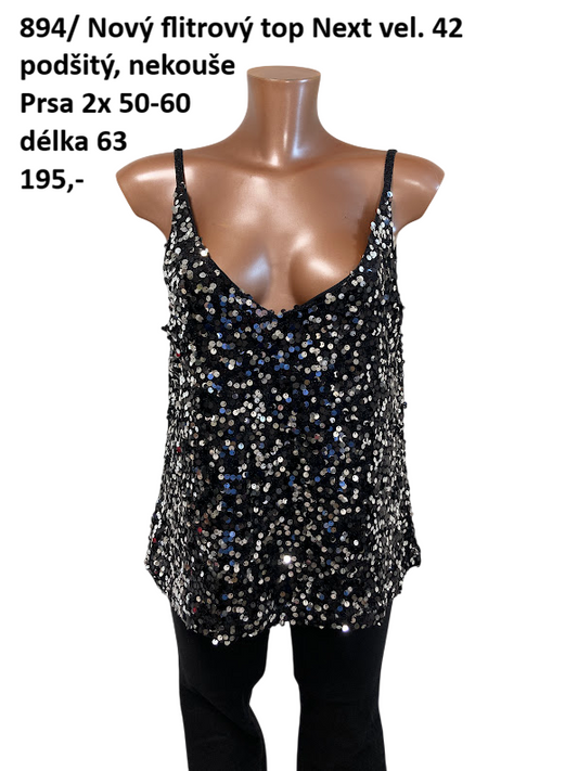 Nový flitrový top Next vel. 42