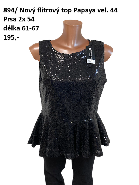 Nový flitrový top Papaya vel. 44
